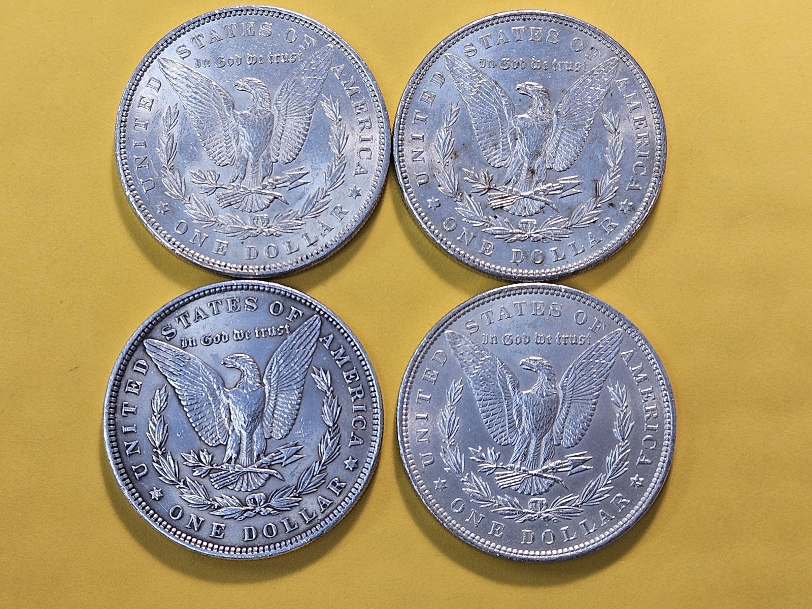Four About Uncirculated Morgan Silver Dollars - 4