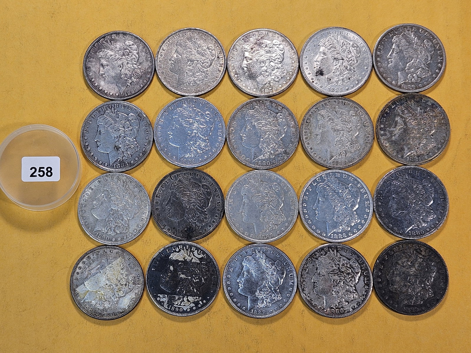 *FULL ROLL* Twenty Morgan Silver Dollars: Mixed dates all pre 1904. Grades Very Good to Extra Fine