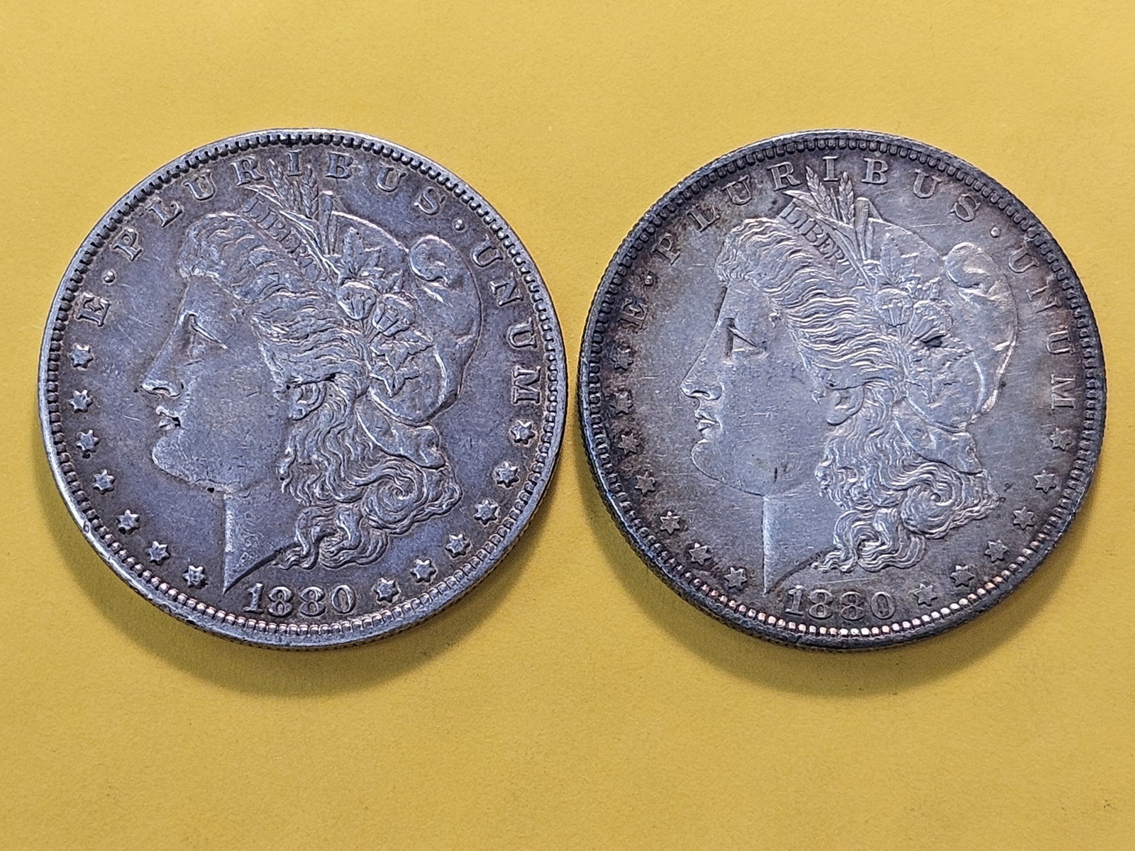 Two About Uncirculated Morgan Silver Dollars - 2
