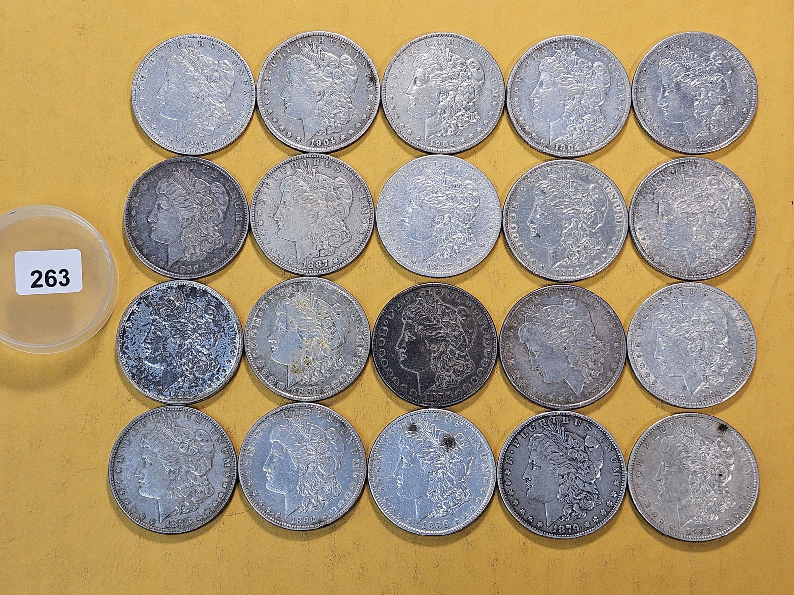 *FULL ROLL* Twenty Morgan Silver Dollars: Mixed dates all pre 1904. Grades Very Good to Extra Fine