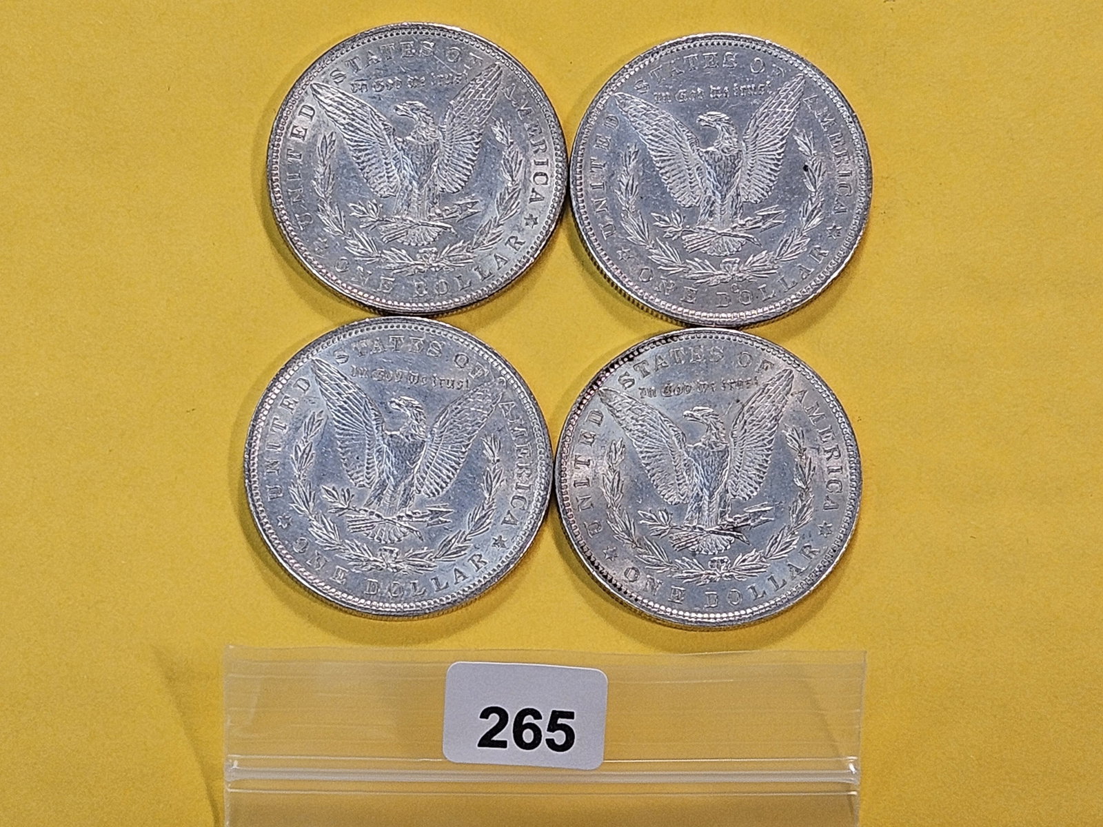 Four About Uncirculated Morgan Silver Dollars - 3
