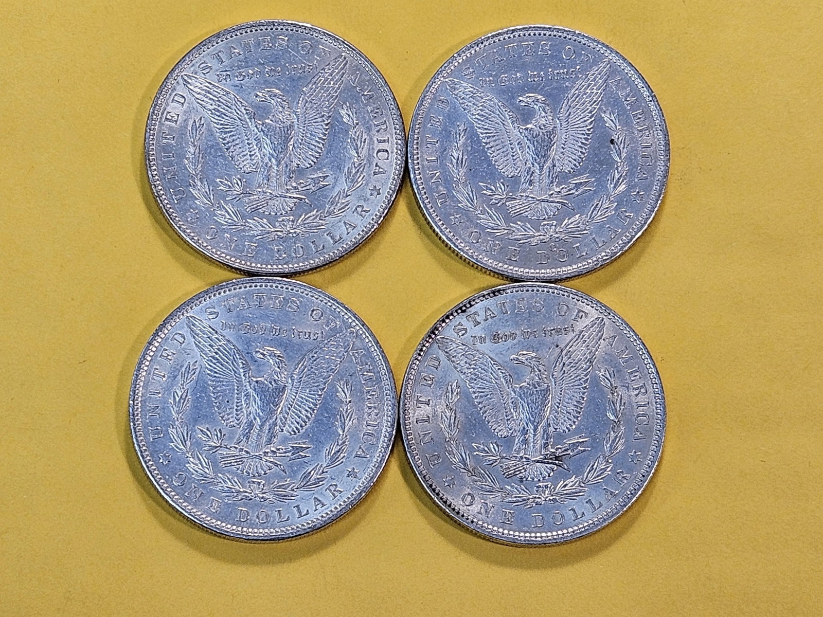 Four About Uncirculated Morgan Silver Dollars - 4