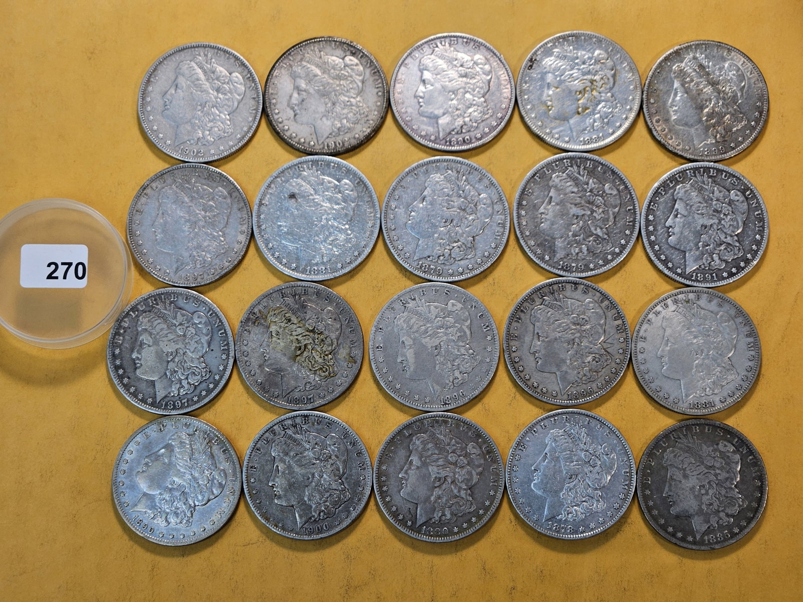 *FULL ROLL* Twenty Morgan Silver Dollars: Mixed dates all pre 1904. Grades Very Good to Extra Fine