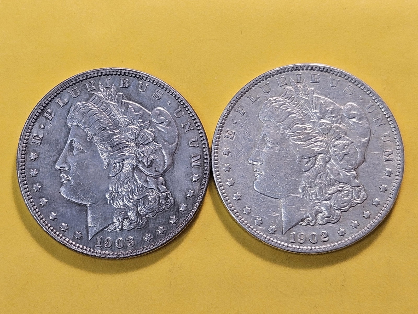 Two About Uncirculated Morgan Silver Dollars - 2