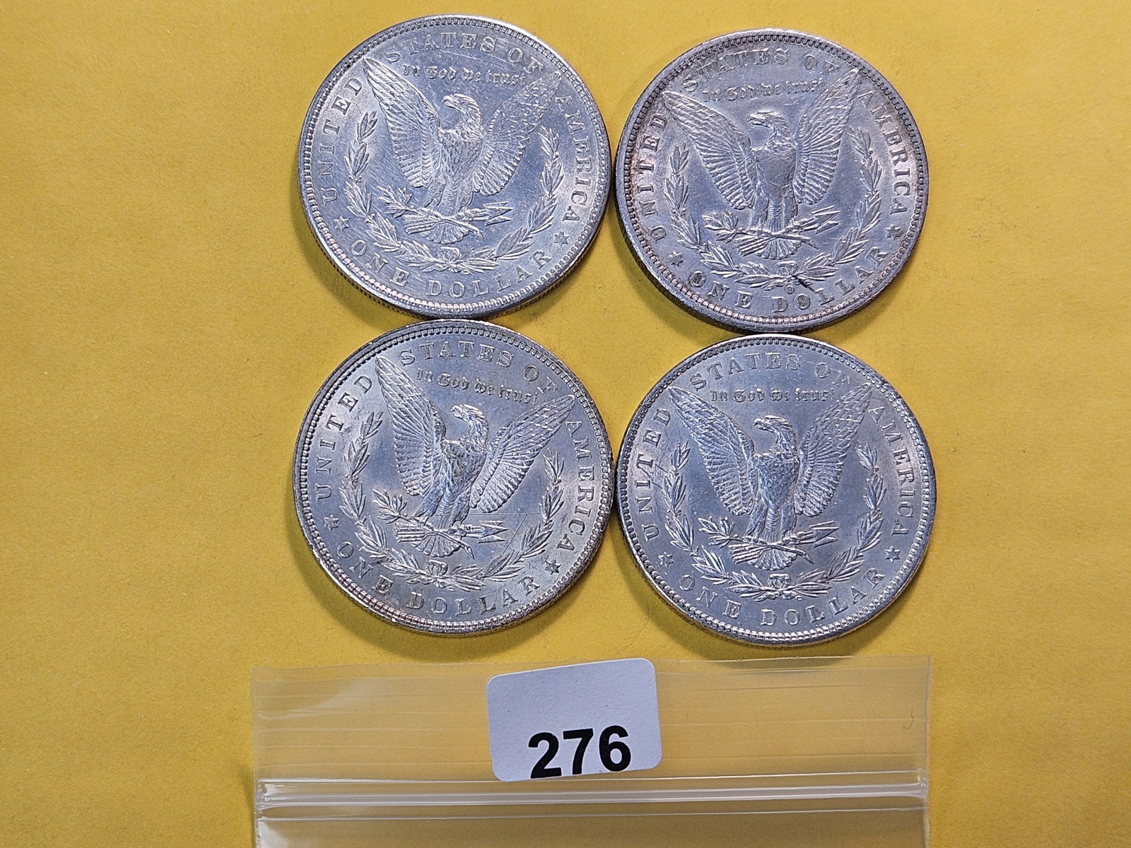 Four About Uncirculated Morgan Silver Dollars - 3