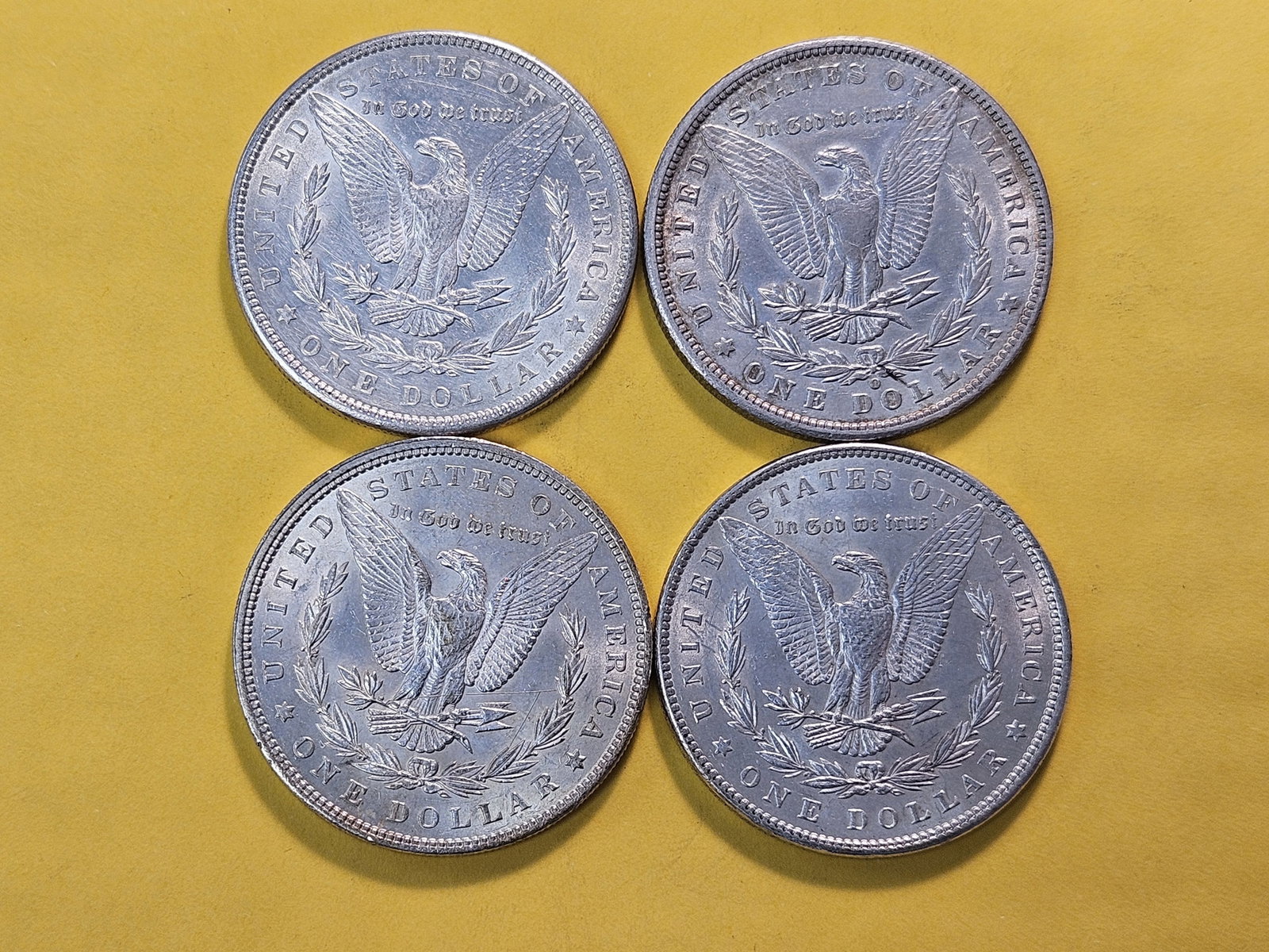Four About Uncirculated Morgan Silver Dollars - 4