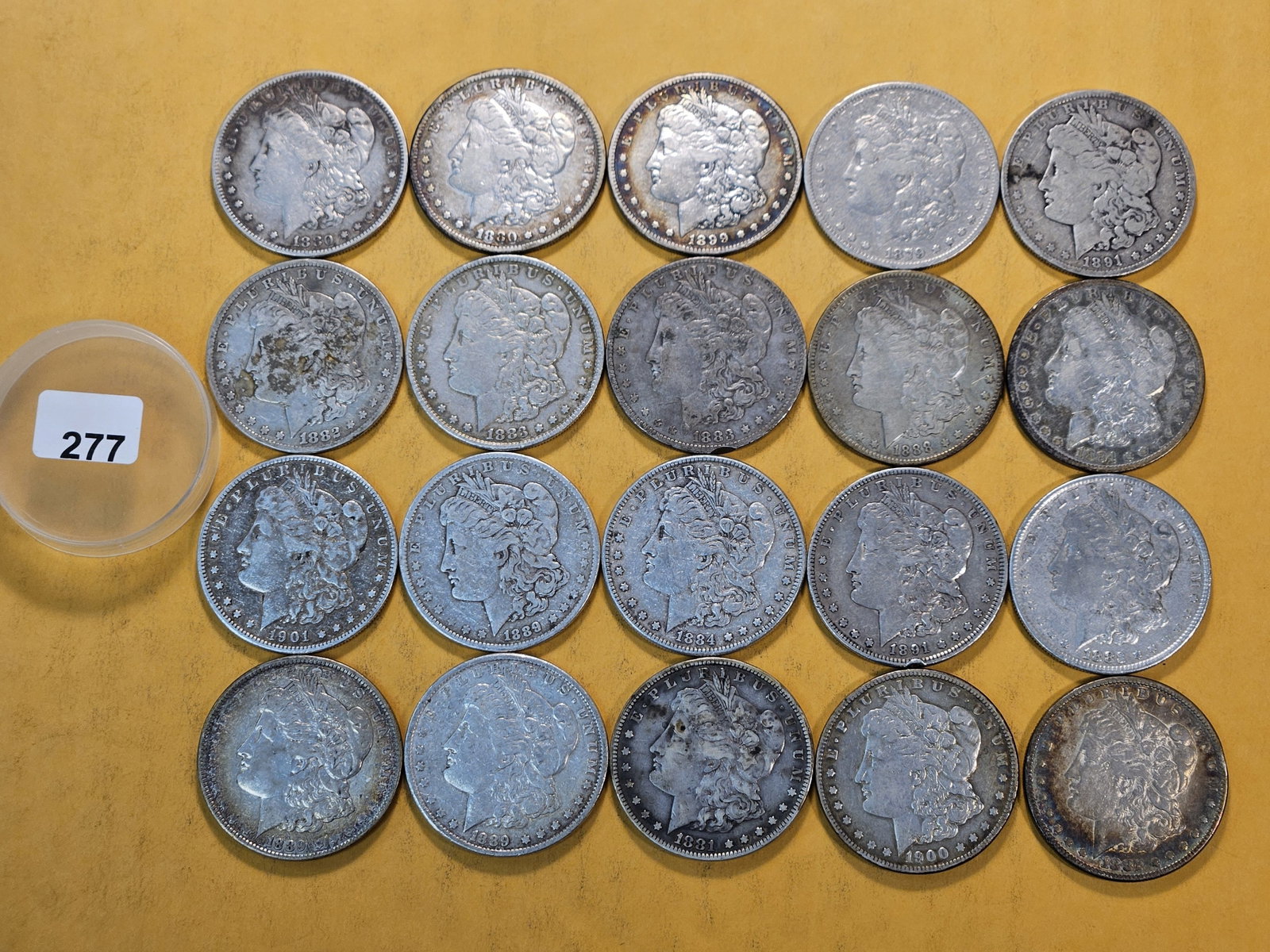 *FULL ROLL* Twenty Morgan Silver Dollars: Mixed dates all pre 1904. Grades Very Good to Extra Fine