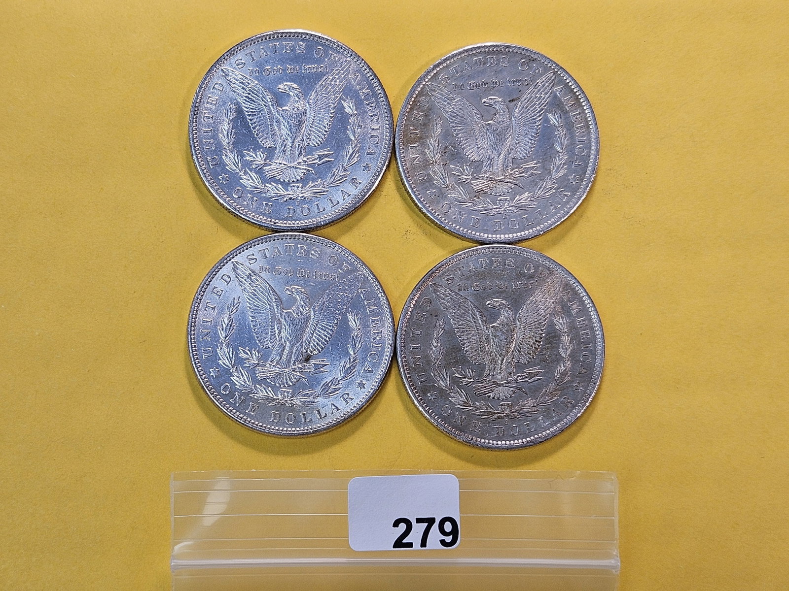 Four About Uncirculated Morgan Silver Dollars - 3