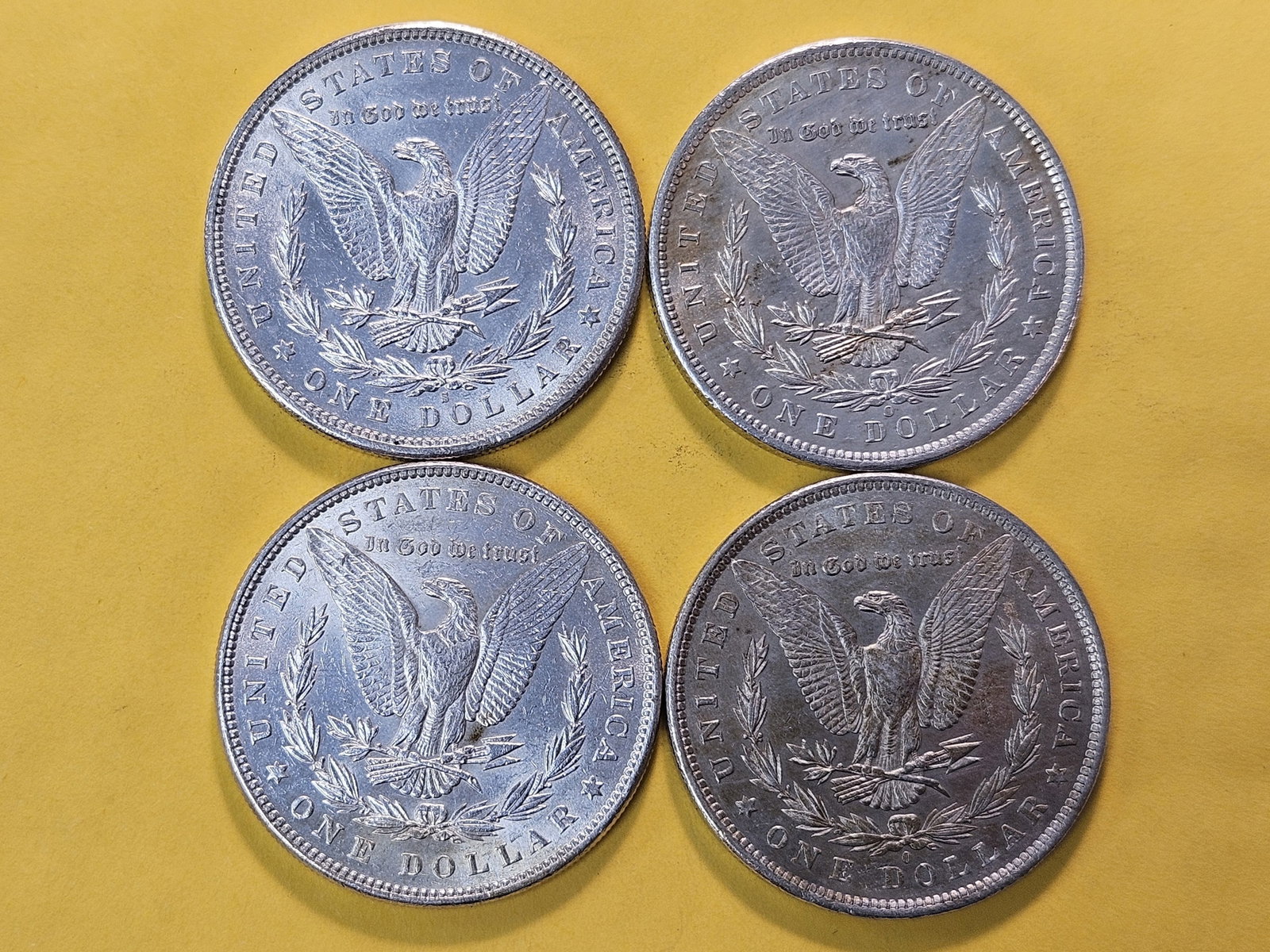 Four About Uncirculated Morgan Silver Dollars - 4