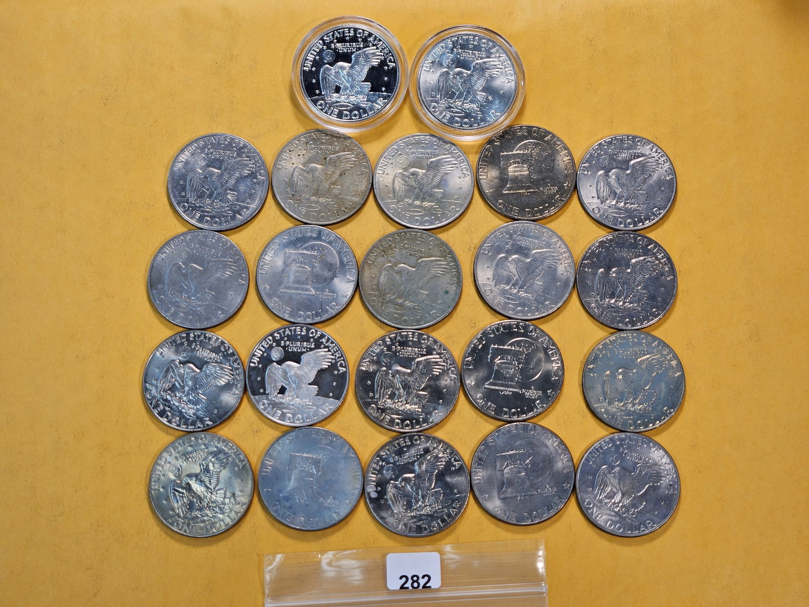 Twenty-two Eisenhower Dollars, two are Silver - 7