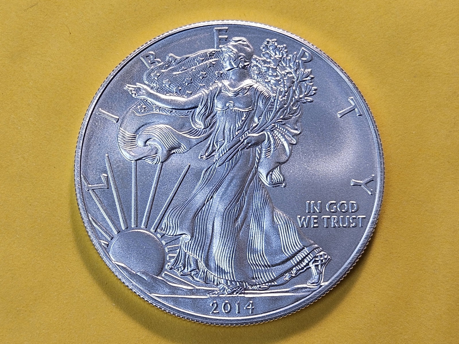 GEM Brilliant Uncirculated 2014 American Silver Eagle: Blazing luster!