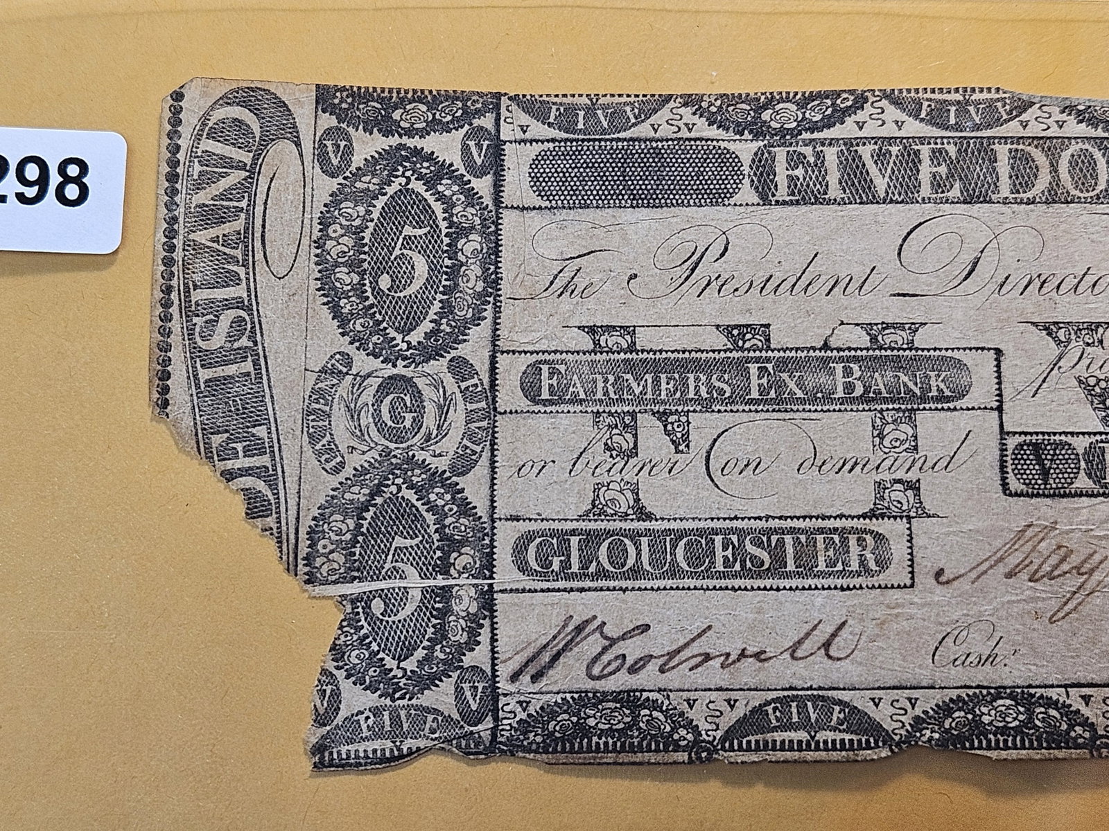 Series 1808 Rhode Island Five Dollar Obsolete Note - 2