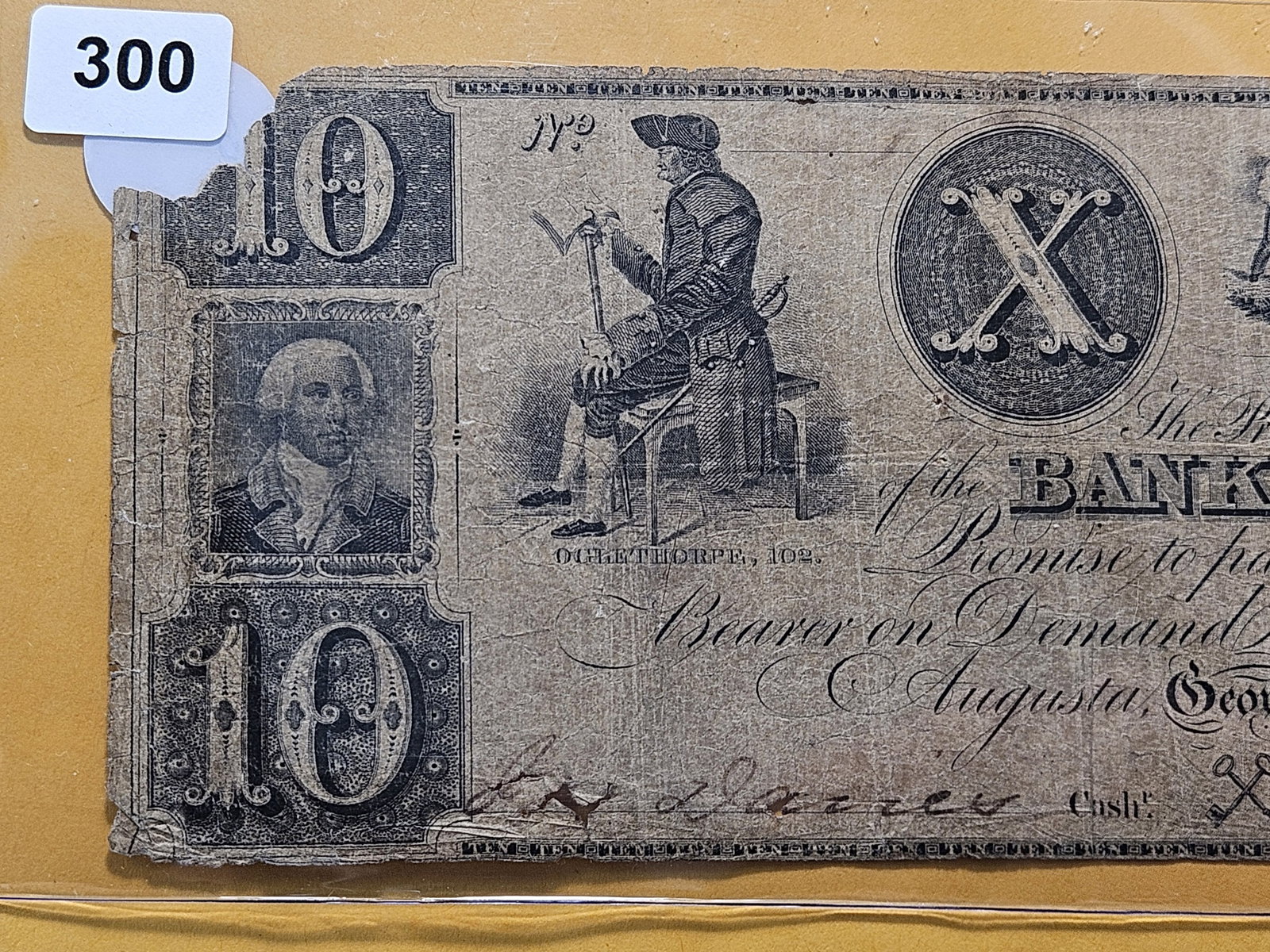 Series 1819 Bank of Augusta Ten Dollar Obsolete Note - 2