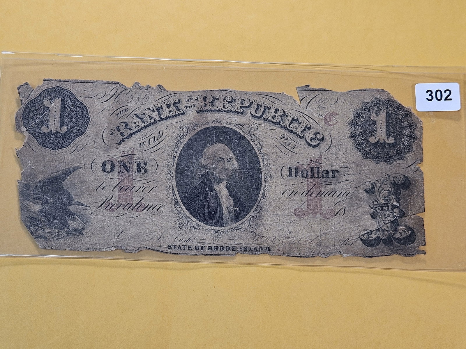 Series 18__ State of Rhode Island One Dollar Obsolete Note: Bank of the Republic