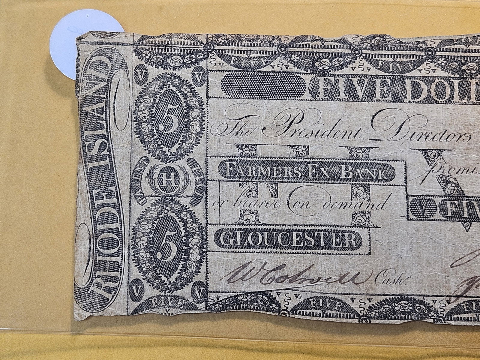Series 1808 Rhode Island Five Dollar Obsolete Note - 2