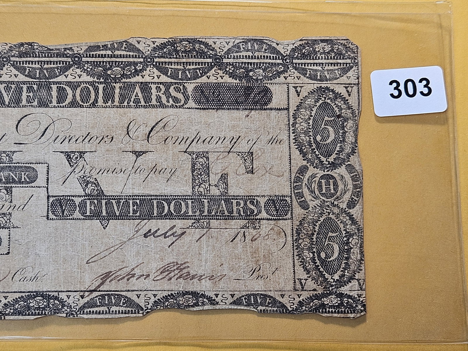 Series 1808 Rhode Island Five Dollar Obsolete Note - 3
