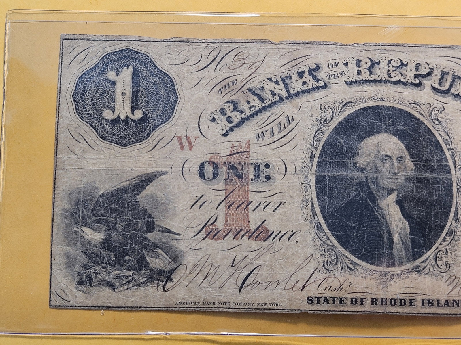 Series 1833 State of Rhode Island One Dollar Obsolete Note - 2
