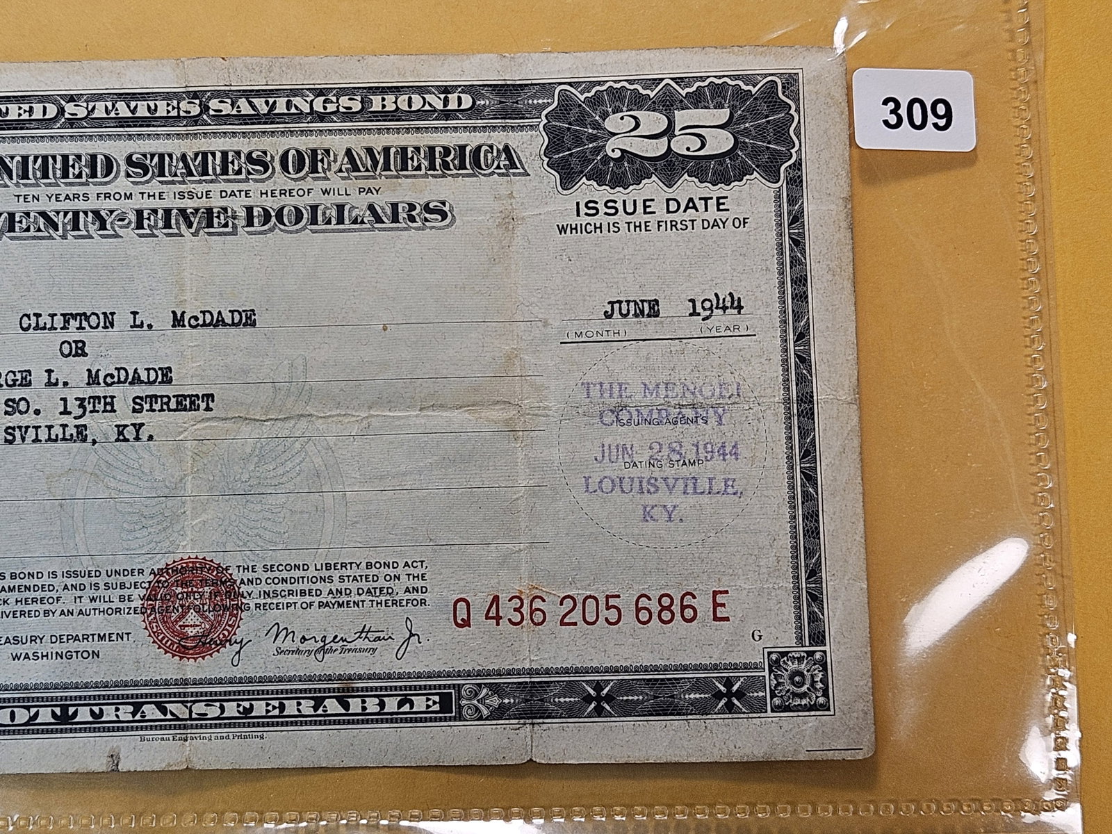 Series 1944 United States Twenty-five Dollar Savings Bond - 3