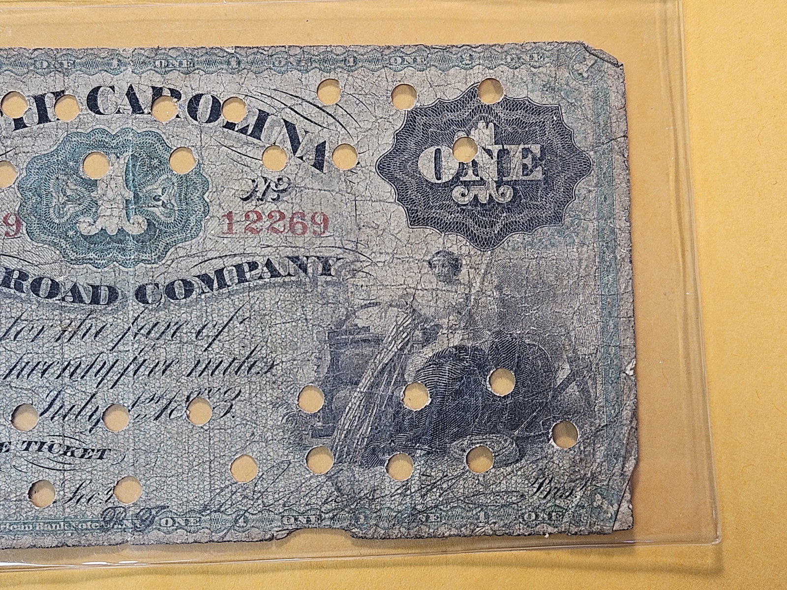 Undated South Carolina Rail Road Company One Dollar Note - 3