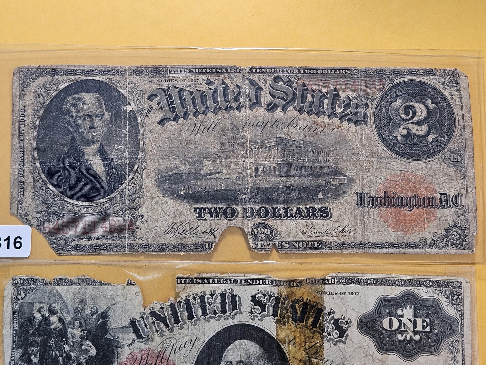 Two Series 1917 Obsolete United States Notes - 2