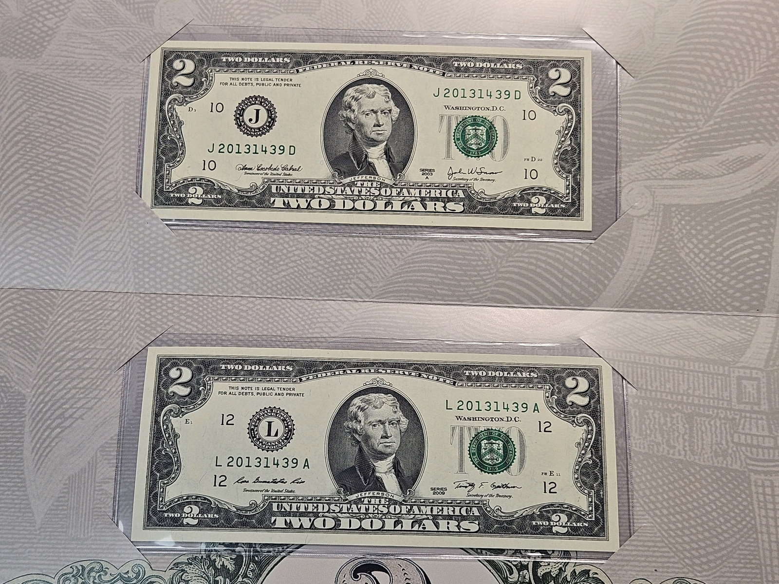 2013 Two Dollar Federal Reserve Note Double Deuce Set - 2