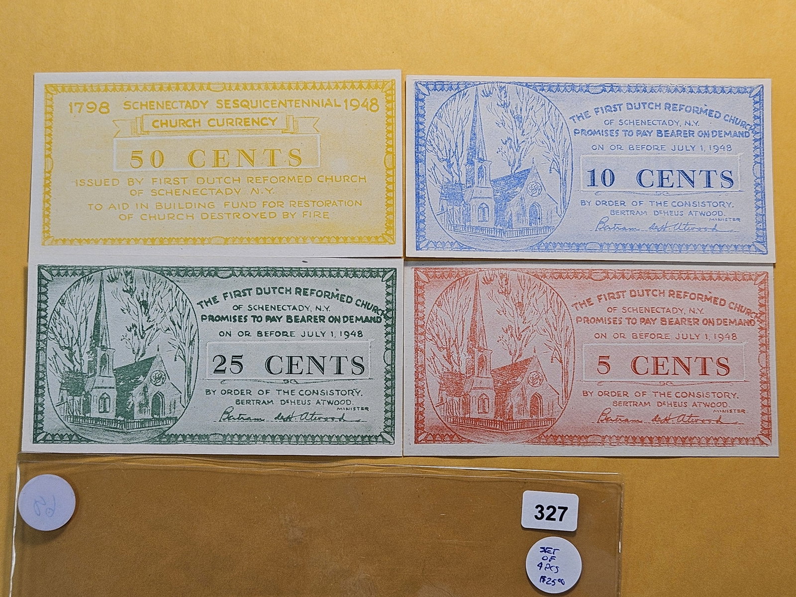 Four 1948 Schenectady Sesquicentennial Church Currency - 4