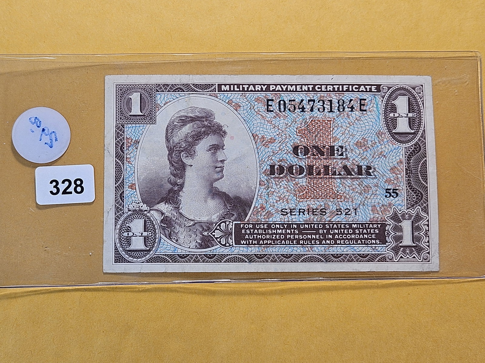 Series 521 One Dollar Military Payment Certificate: About Uncirculated!