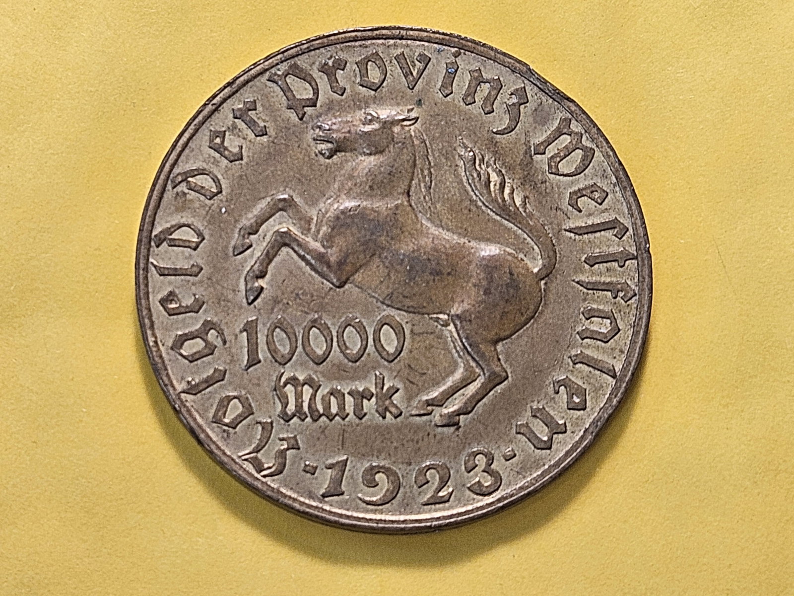 1923 German Westphalia 10,000 Mark Notgeld: Emergency Money