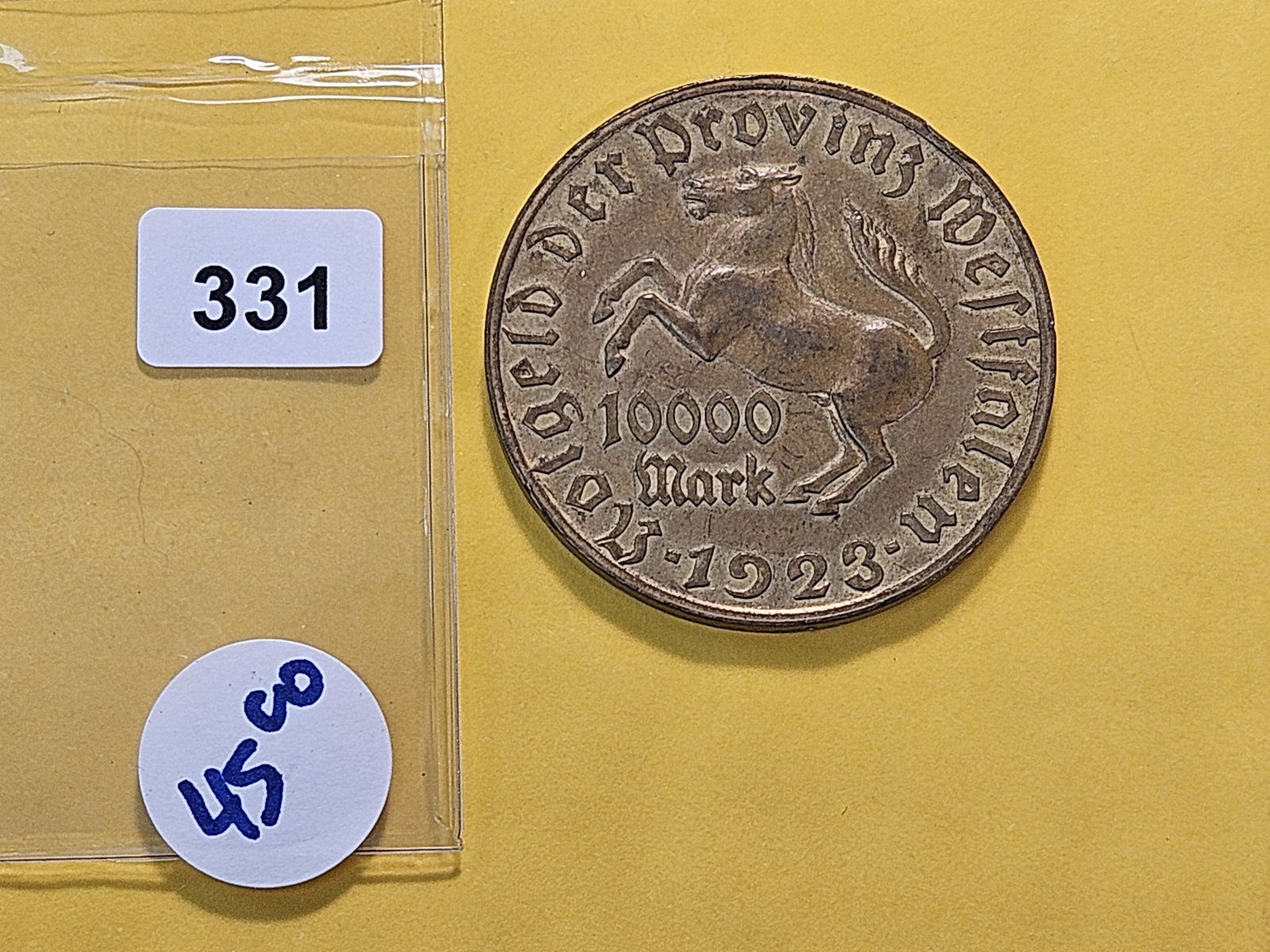 1923 German Westphalia 10,000 Mark Notgeld - 2