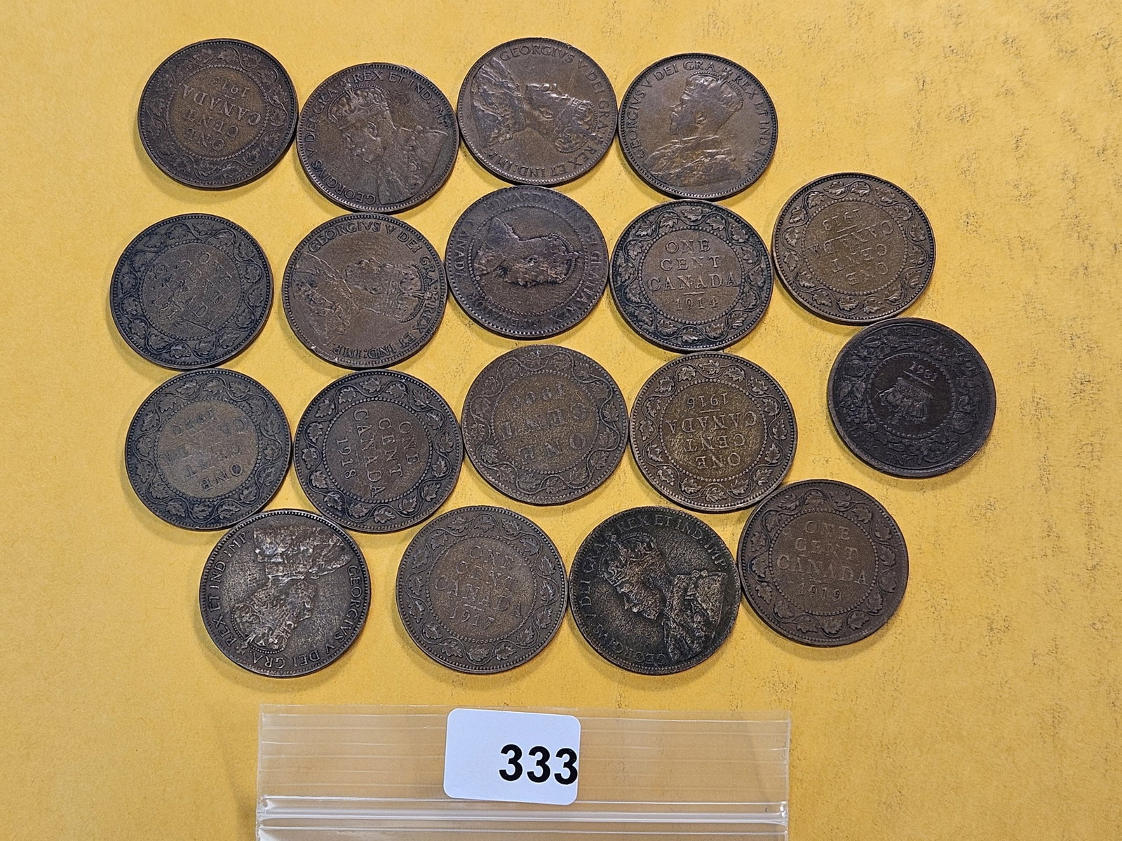 Eighteen Canadian Large Cents: Assorted Dates and Grades