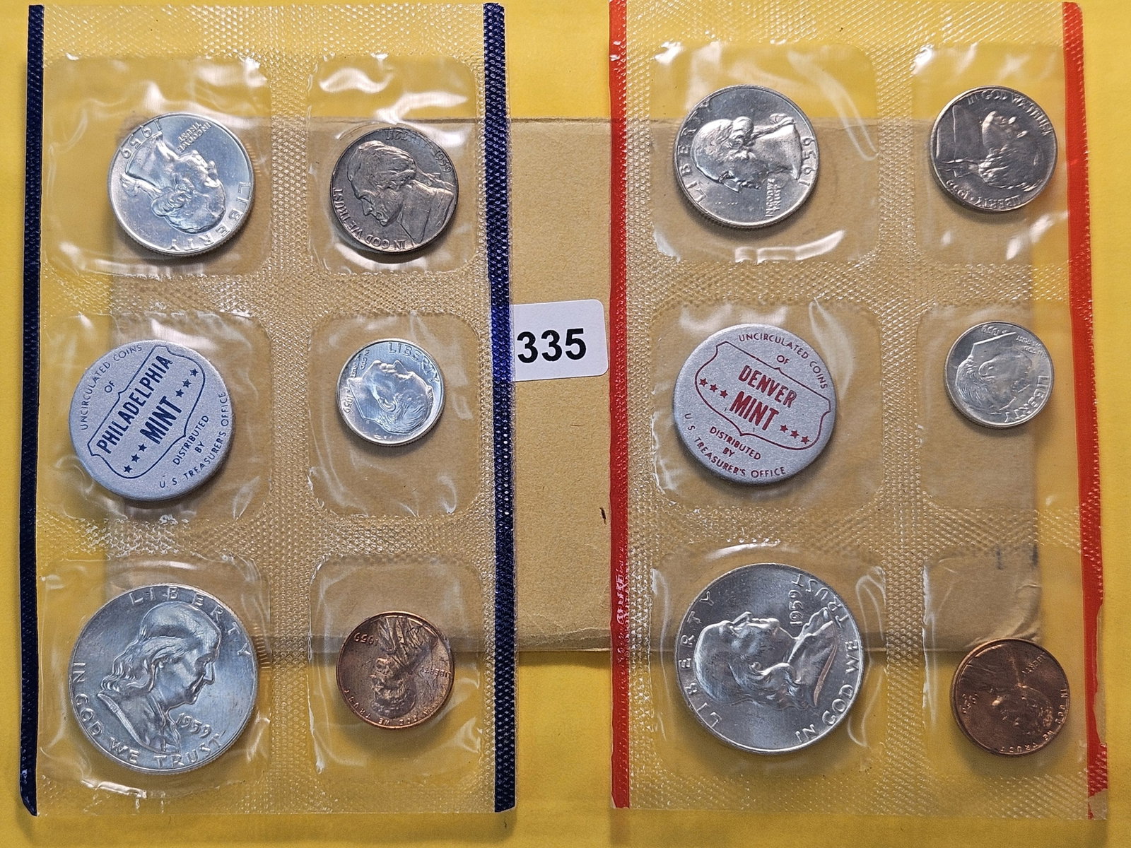 VARIETY! US Mint 1959 Type B Silver Uncirculated Coin Set - 2