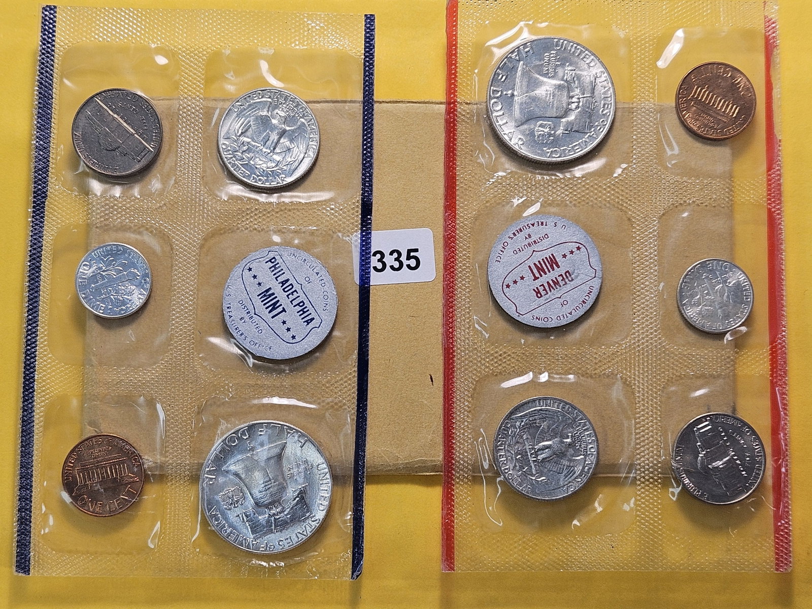 VARIETY! US Mint 1959 Type B Silver Uncirculated Coin Set - 3
