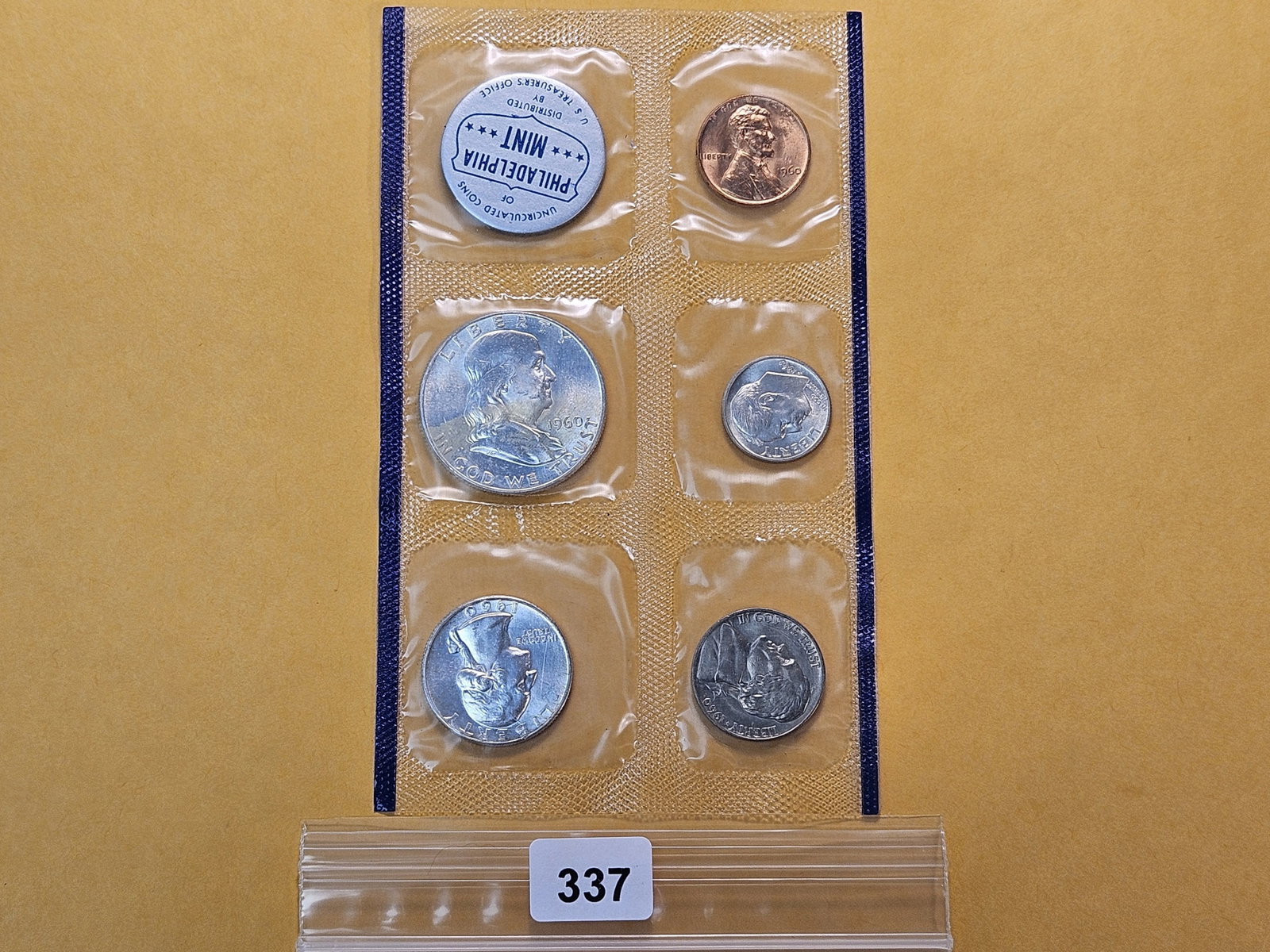 VARIETY! US Mint 1960 Type B Silver Uncirculated Coin Sleeve (1 of 5)