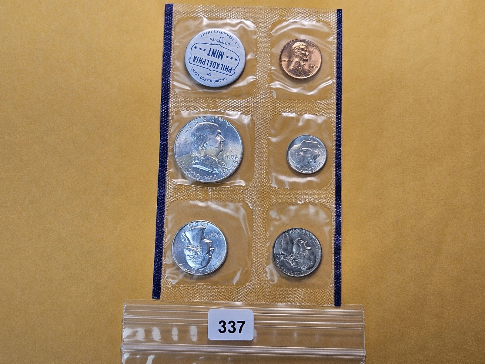 VARIETY! US Mint 1960 Type B Silver Uncirculated Coin Sleeve - 2