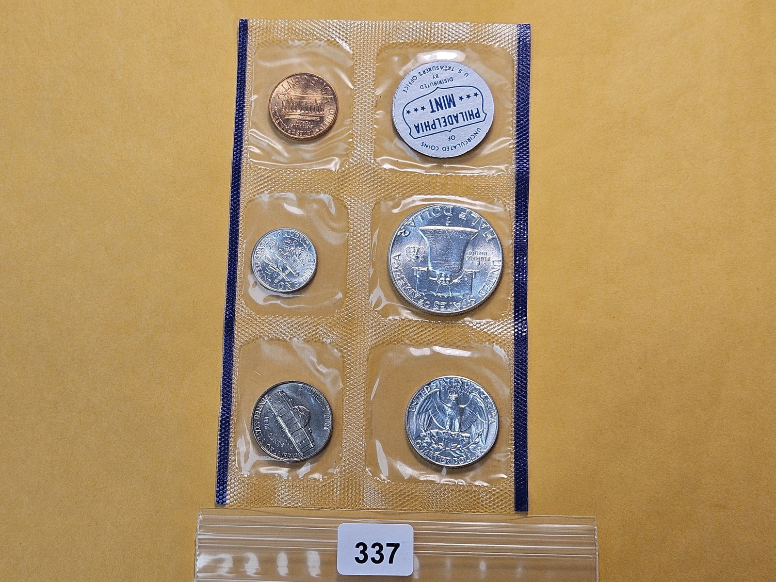 VARIETY! US Mint 1960 Type B Silver Uncirculated Coin Sleeve - 4