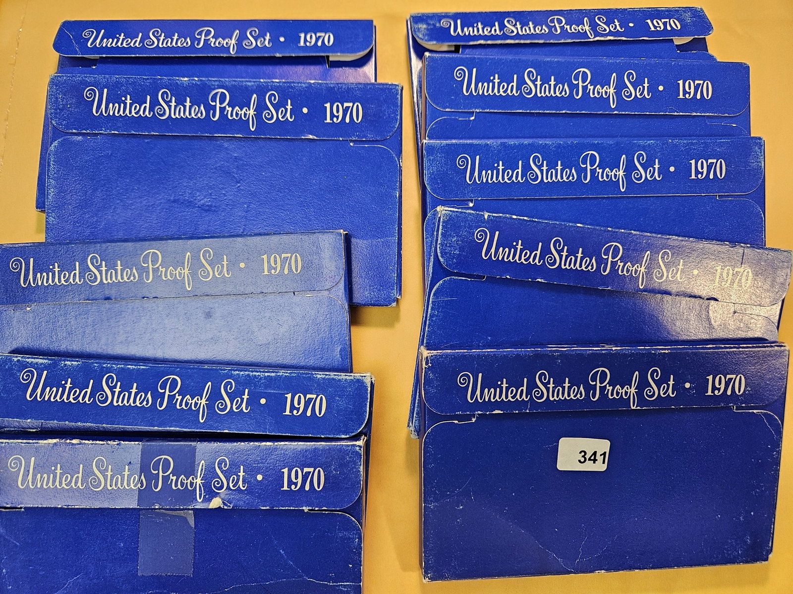 Ten United States Mint 1970 Silver Proof Sets: In Original Blue Boxes