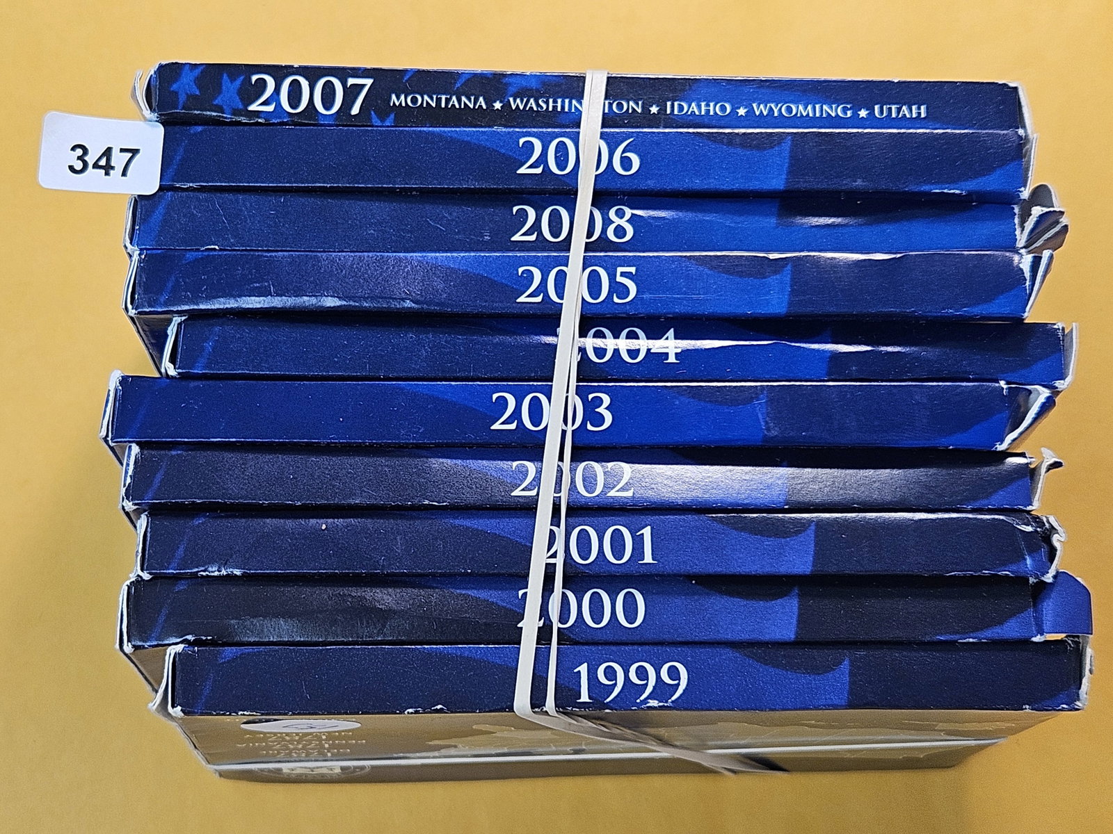 Ten United States Mint Proof Quarter Sets: Full run 1999-2007. In OGP with COA's
