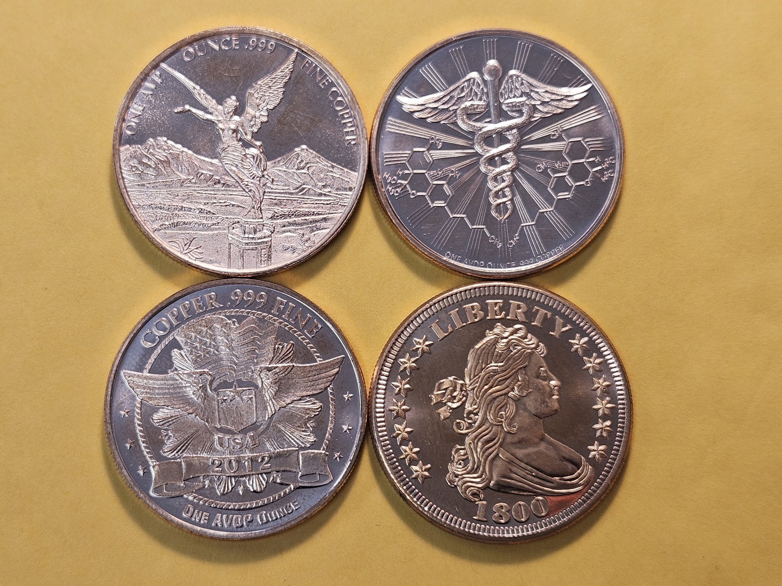 Four 1 Ounce .999 Fine Copper Art Rounds - 2