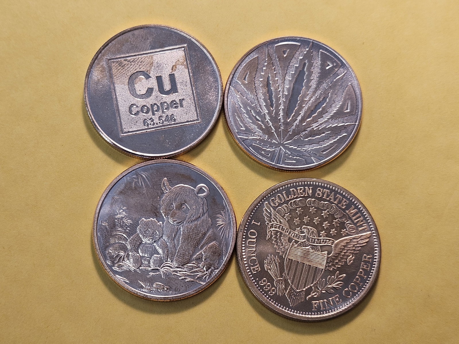 Four 1 Ounce .999 Fine Copper Art Rounds - 4