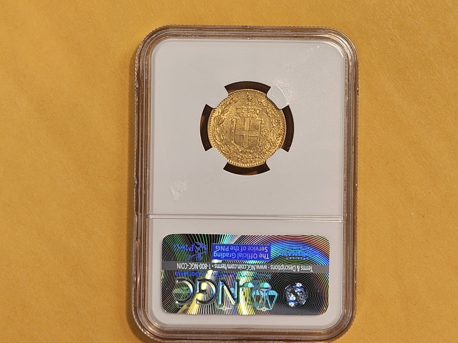 GOLD! NGC 1882R Italy Gold 20 Lira in Mint State 62 - 5