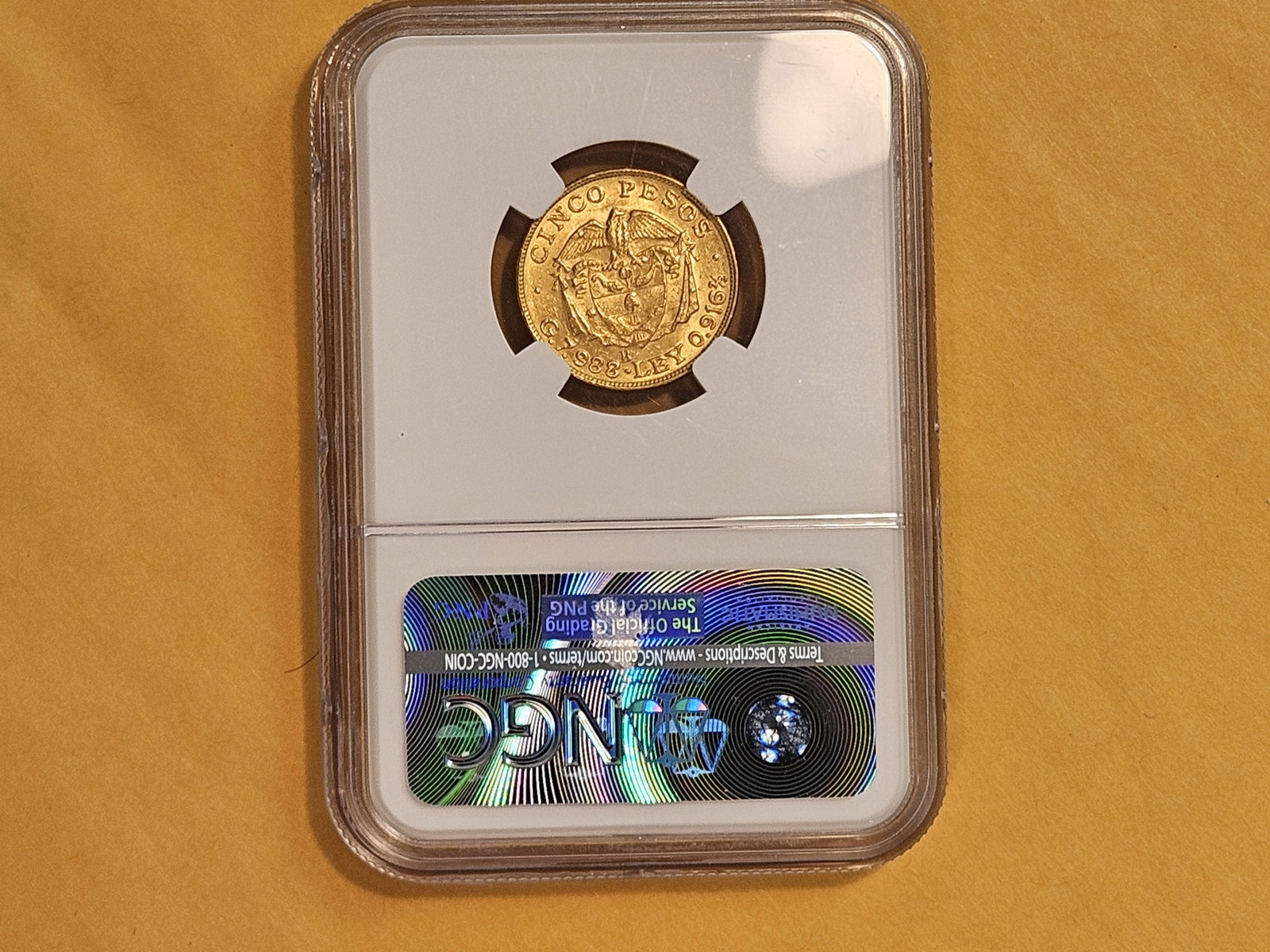 GOLD! NGC 1924-B Colombia Gold 5 Pesos in Mint State 62 - 4