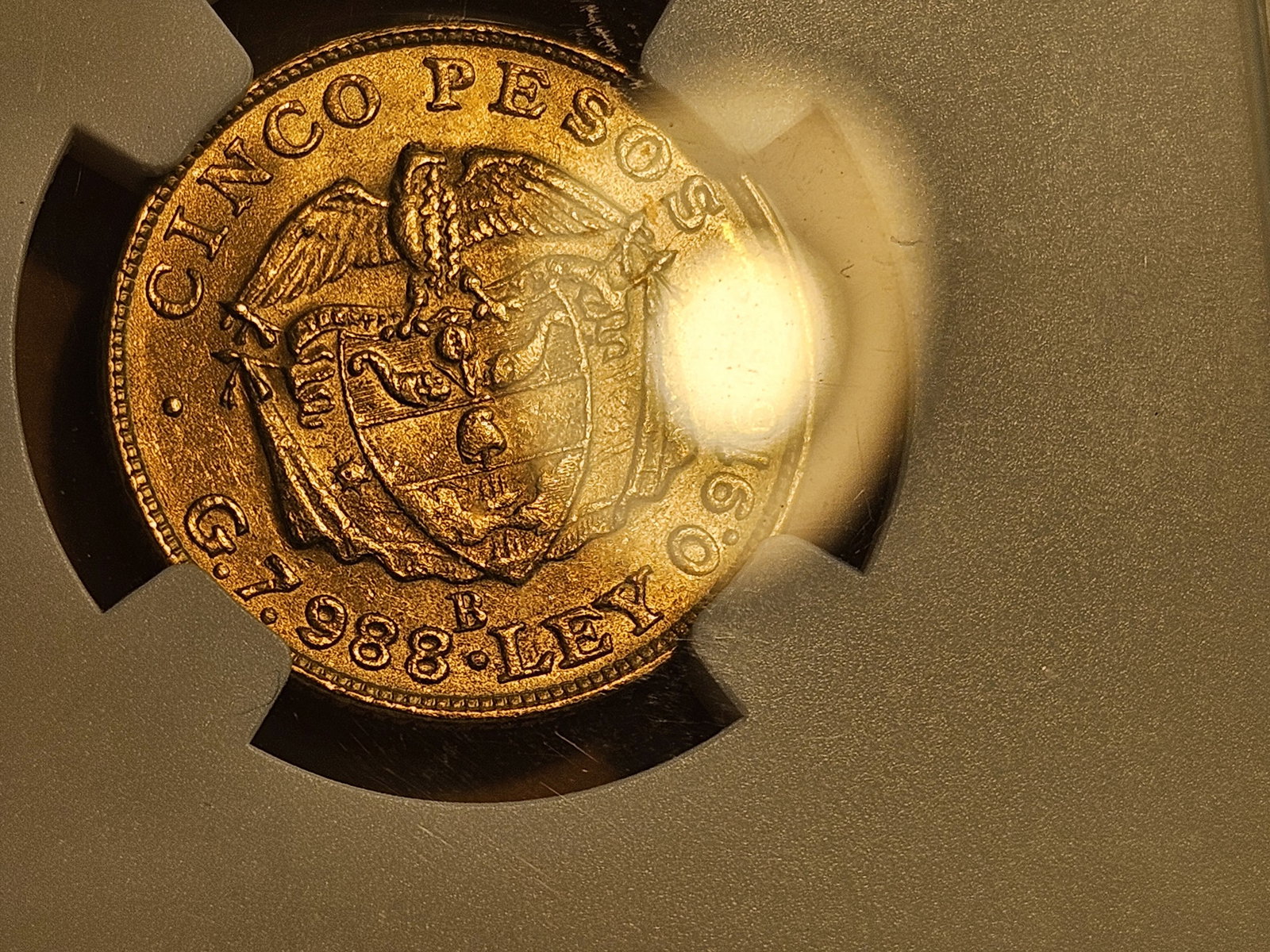 GOLD! NGC 1924-B Colombia Gold 5 Pesos in Mint State 62 - 5