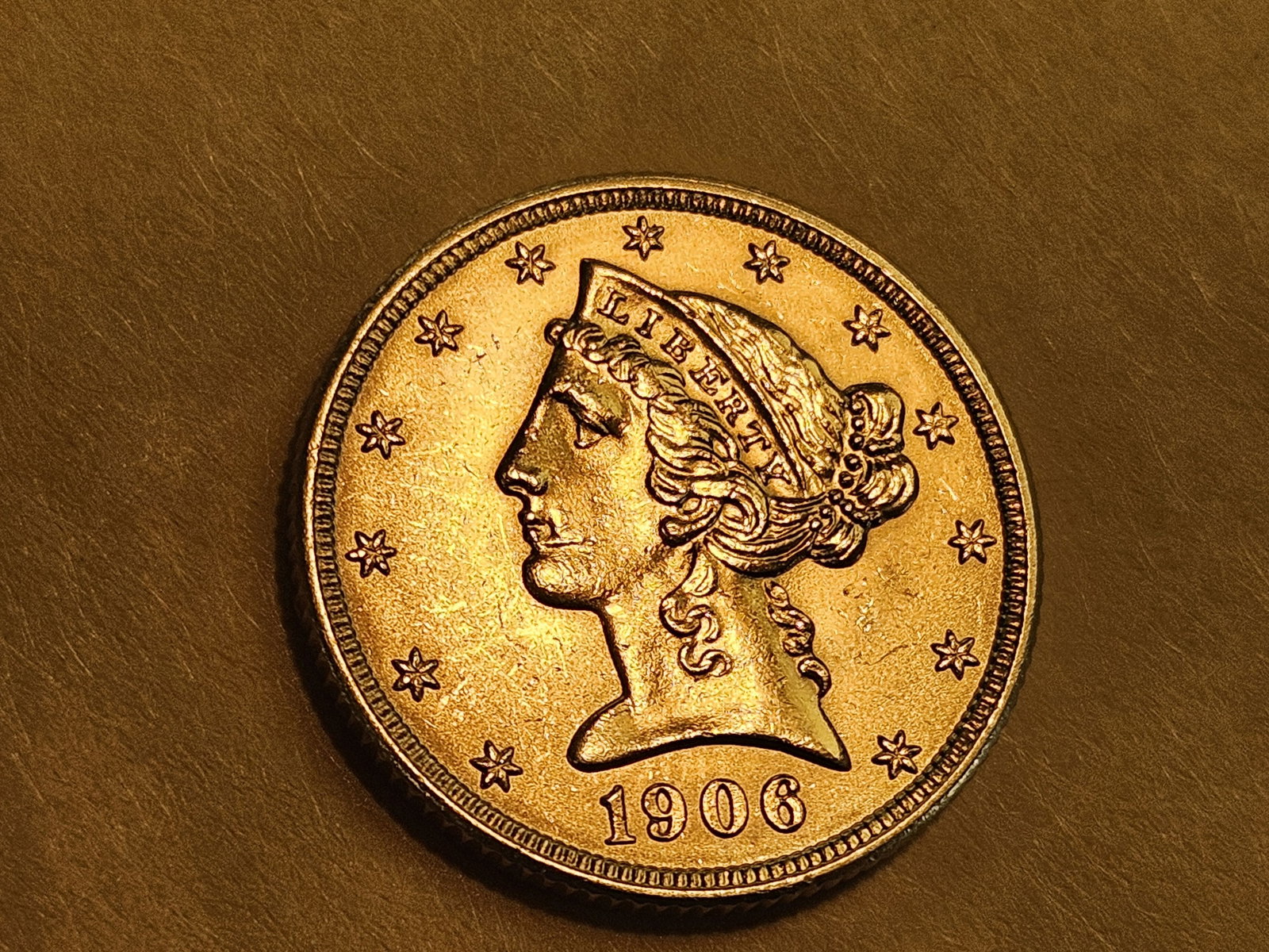 GOLD! Brilliant Uncirculated 1906-D Liberty head Gold Five Dollars - 4