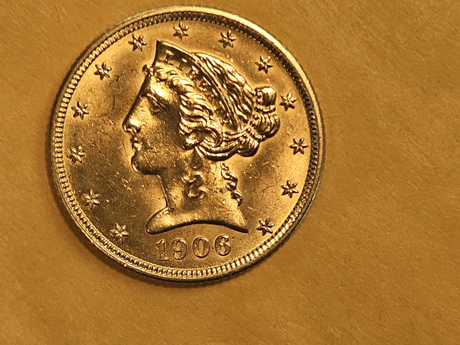 GOLD! Brilliant Uncirculated 1906-D Liberty head Gold Five Dollars - 6