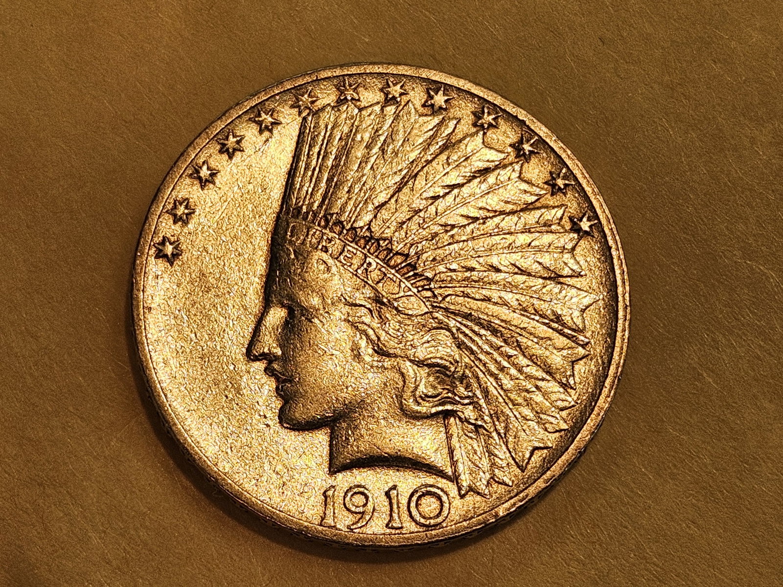 GOLD! Brilliant 1910 Gold Indian Head TEN Dollars - 3