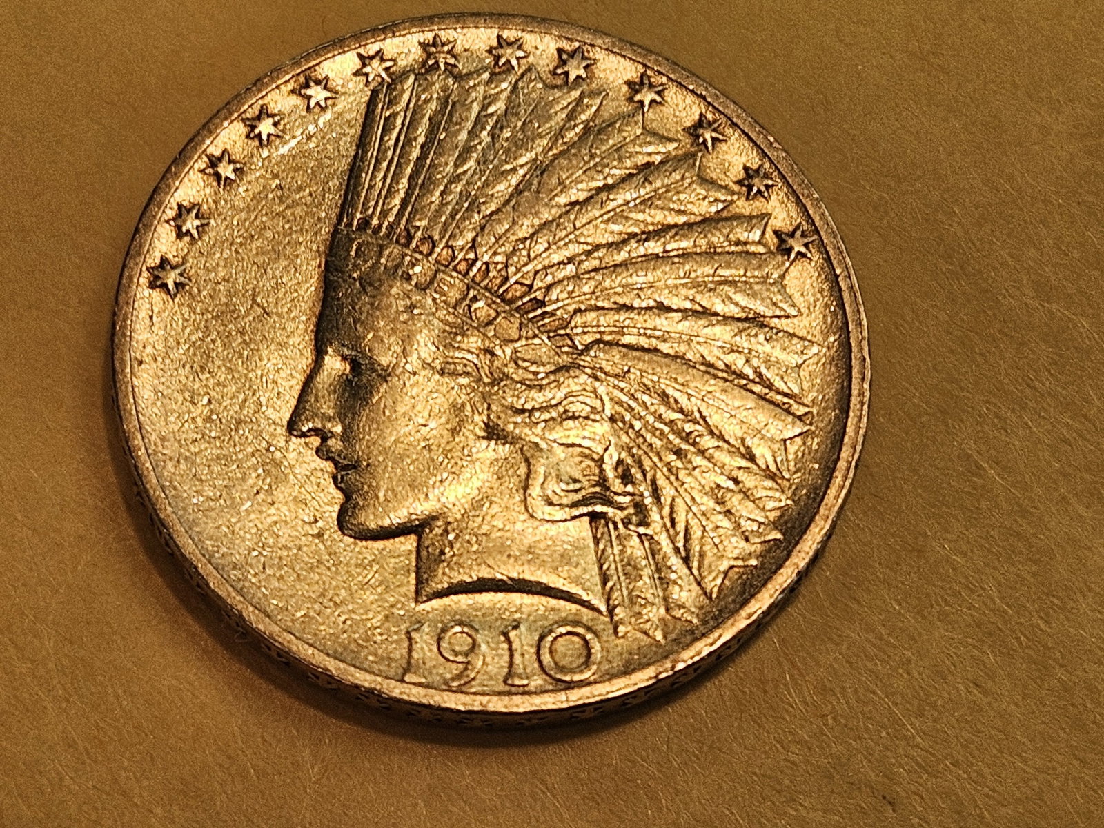 GOLD! Brilliant 1910 Gold Indian Head TEN Dollars - 4