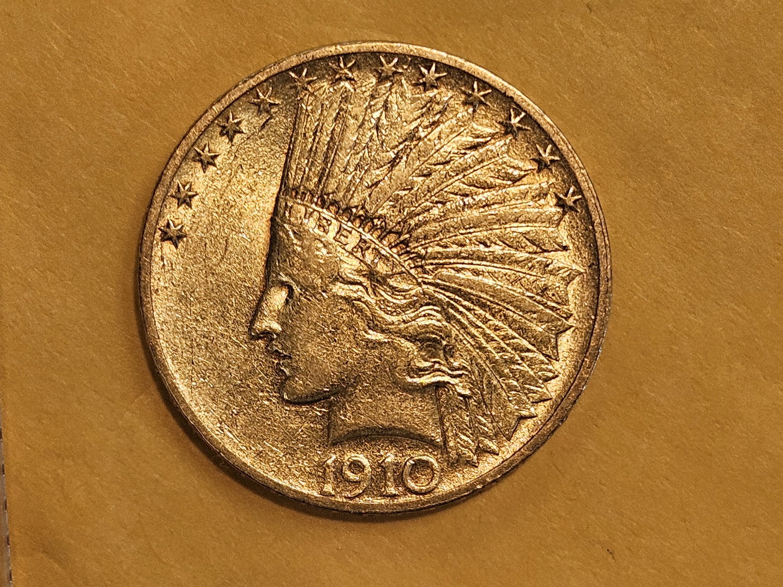 GOLD! Brilliant 1910 Gold Indian Head TEN Dollars - 5