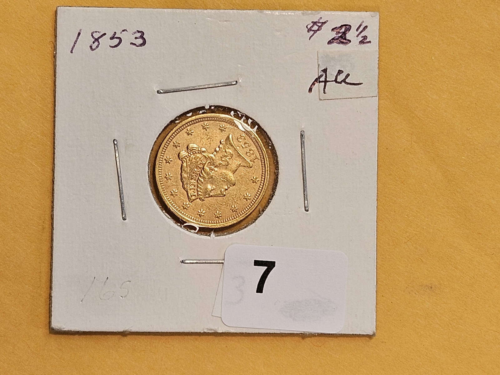 GOLD! Bright 1853 Liberty Head Gold $2.5 Dollar Quarter Eagle - 2