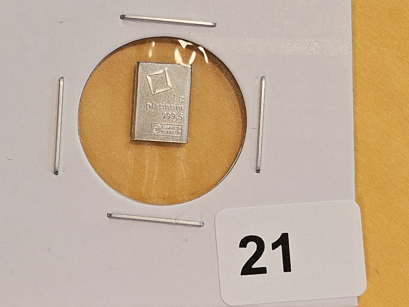 PLATINUM! VALCAMBI Suisse One Gram .9995 Fine Platinum Bar - 2