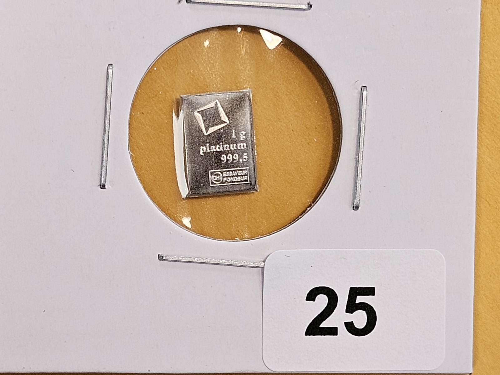 PLATINUM! VALCAMBI Suisse One Gram .9995 Fine Platinum Bar: From a Combi-bar